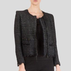 IRO Black Silver Metallic Tweed Jacket